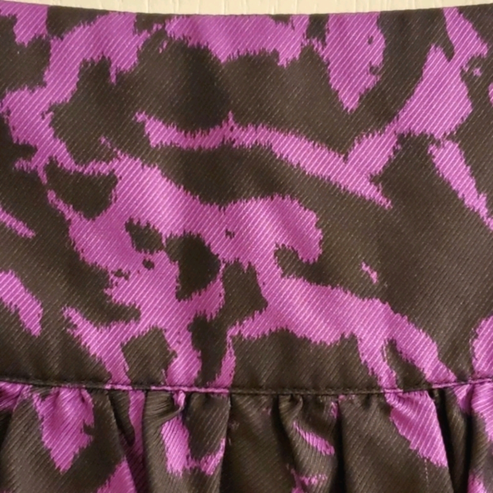 Kensie Purple Black Silk Mini Skirt Pleated Waist Party Skirt Size 10 NWOT - Picture 6 of 10